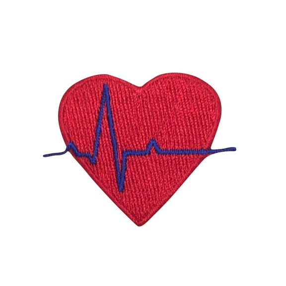 medical heart ekg iron on embroidered patch