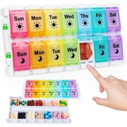 Medicine pill organizer 7 Day AM/PM, Easy Fill & Open Medication Organizer Vitamin Reminder Holder Day and Night