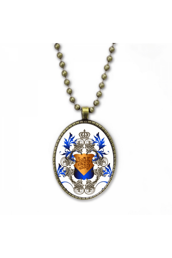 medieval knights of eu crown emblem shield necklace vintage chain bead pendant jewelry collection