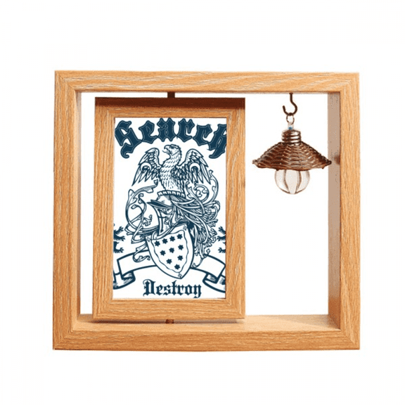 medieval knights of eu destroy eagle emblem Wooden Rotating Picture Photo Frame 4x6