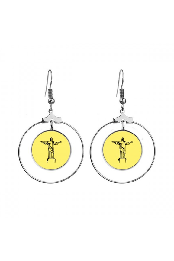 meditation savior faith merciful portrait earrings dangle hoop jewelry drop circle