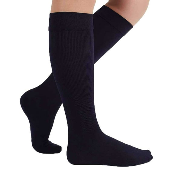 mediven angio 20-30 mmHg calf closed toe Compression Socks, Black, III, Petite