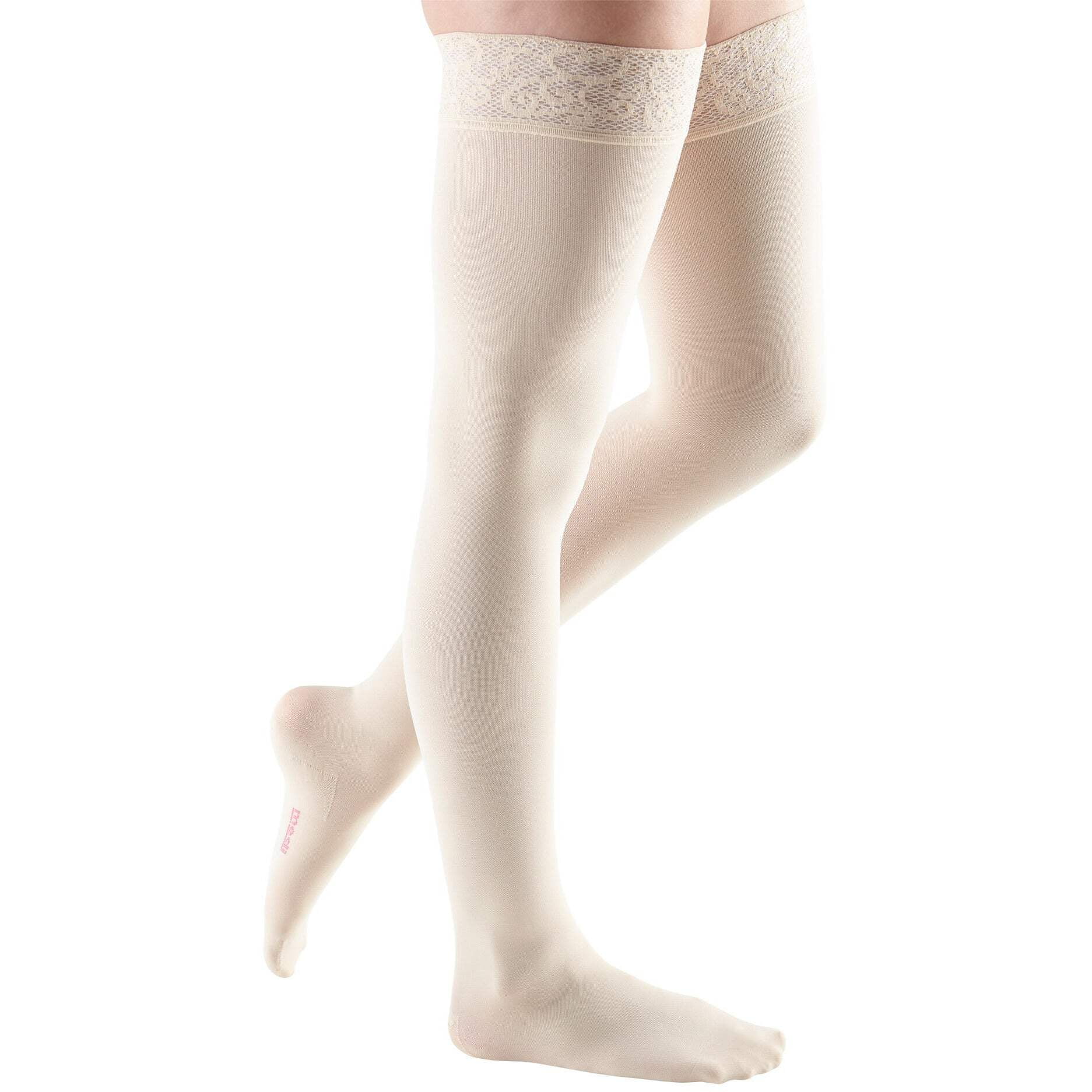 mediven comfort 15-20 mmHg Thigh High w/Lace Silicone Top Band Closed ...
