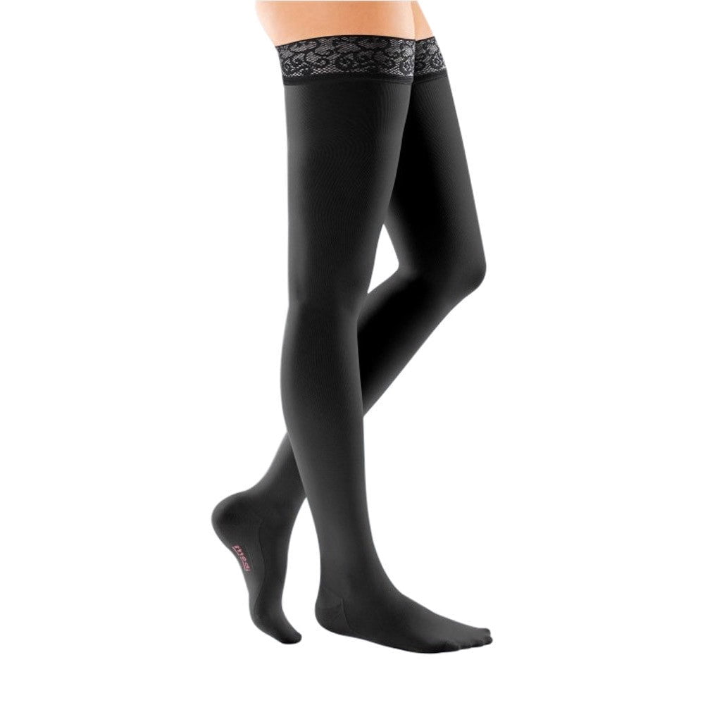 mediven comfort 30-40 mmHg Thigh High w/Lace Silicone Top Band Closed ...