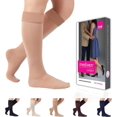 thumbnail image 1 of mediven comfort for Men & Women, 20-30 mmHg Calf High Closed Toe Compression Stockings, Chocolate, III-Standard, 1 of 5