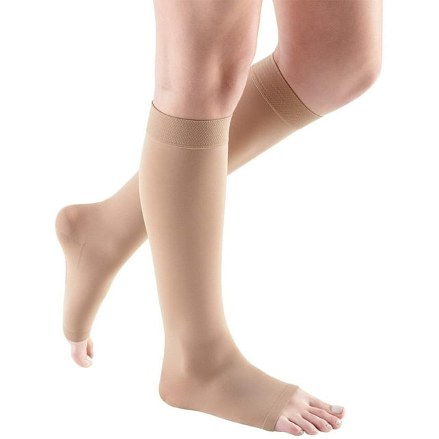 mediven comfort for Men & Women, 30-40 mmHg Calf High Open Toe Compression Stockings, Natural, V-Standard