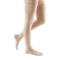 mediven comfort 15-20 mmHg Thigh High w/Lace Silicone Top Band Closed Toe Compression Stockings, Sandstone, III-Petite