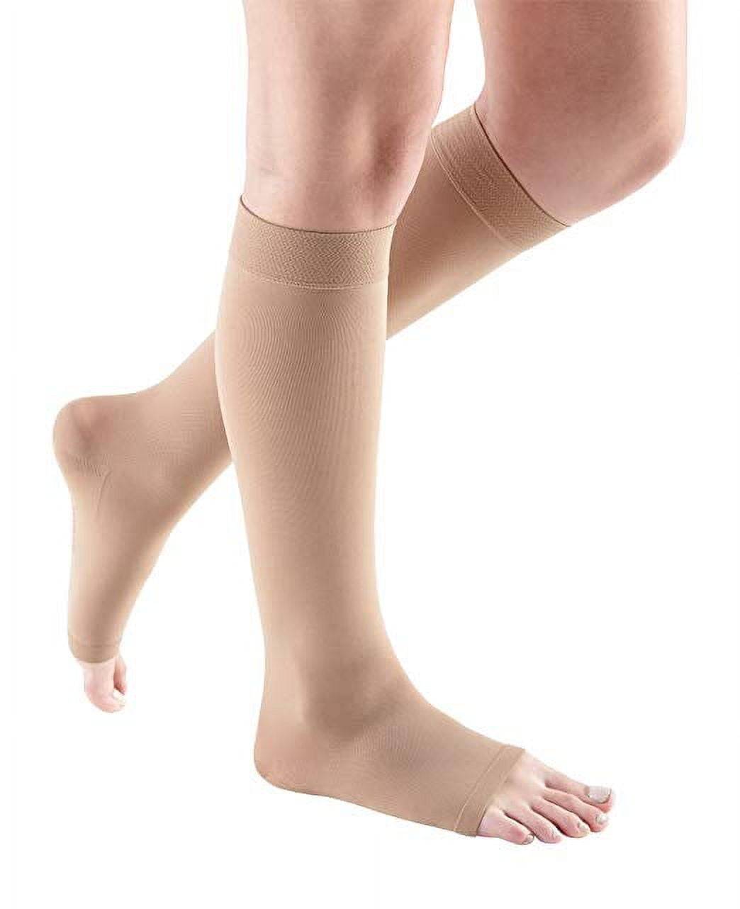 Extra Wide Womens Open Toe Compression Pantyhose 20-30 mmHg - Black, 3XL