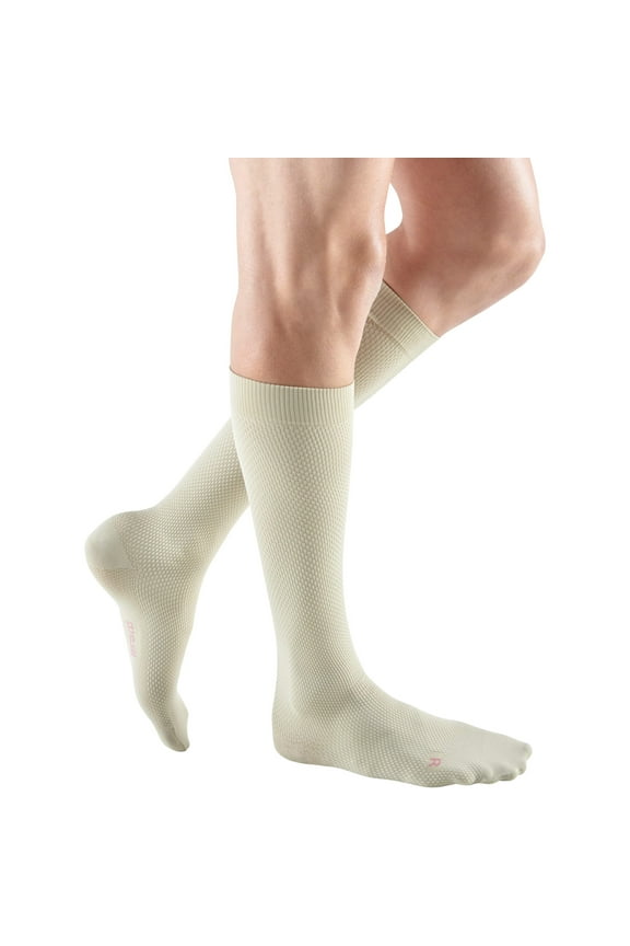 mediven for men select 15-20 mmHg Calf High Closed Toe Compression Stockings, Tan, IV (Extra Wide)-Tall