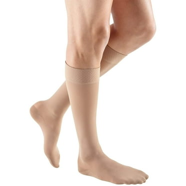 mediven plus for Men & Women, 20-30 mmHg Calf High w/Silicone Top Band Closed Toe Compression Stockings, Beige, V-Standard