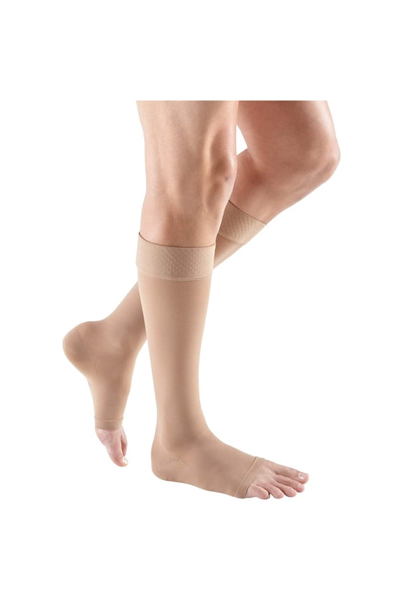 ven plus for Men & Women, 20-30 mmHg Calf High w/Silicone Top Band Open Toe Compression Stockings, Black, IV (Extra Wide)-Standard