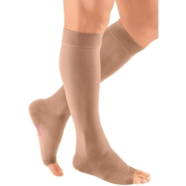 mediven plus for Men & Women, 30-40 mmHg Calf High Open Toe Compression Stockings, Beige, VII (Extra Wide)-Standard