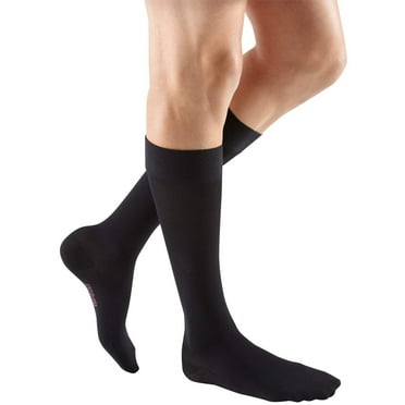 mediven plus for Men & Women, 30-40 mmHg Calf High w/Silicone Top Band Closed Toe Compression Stockings, Black, V-Petite