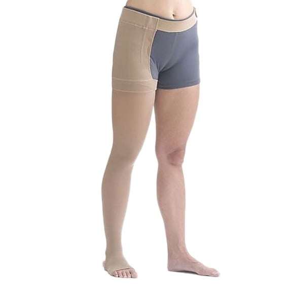 mediven plus for Men & Women, 30-40 mmHg Thigh High w/Attachment Open Toe Compression Stockings (Right), I-Petite