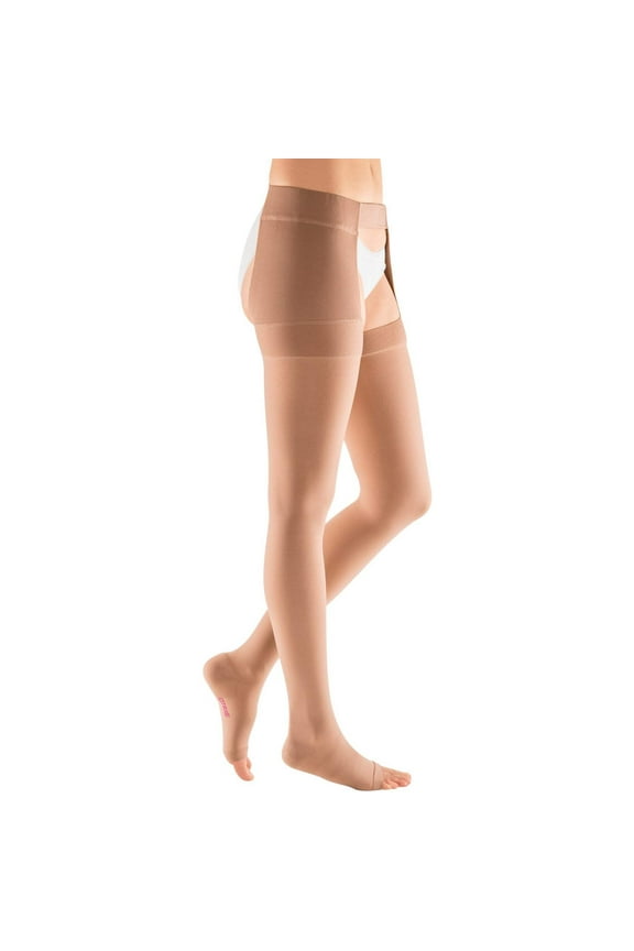 ven plus for Men & Women, 30-40 mmHg Thigh High w/Attachment Open Toe Compression Stockings (Right), I-Standard