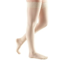 mediven sheer & soft for Women, 15-20 mmHg Thigh High w/Lace Silicone Top Band Closed Toe Compression Stockings, Navy, I-Standard