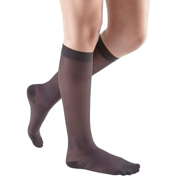 mediven sheer & soft for Women, 20-30 mmHg Calf High Closed Toe Compression Stockings, Charcoal, V-Standard