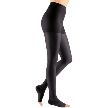 mediven sheer & soft for Women, 20-30 mmHg Panty Open Toe Compression Stockings, Ebony, VII-Standard