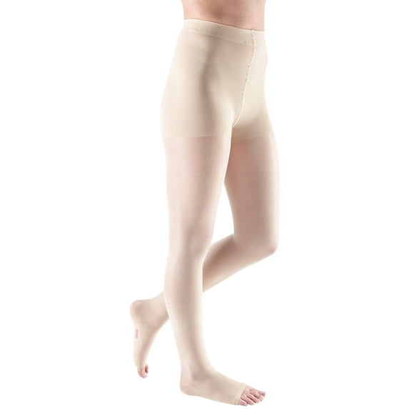 mediven sheer & soft for Women, 20-30 mmHg Panty Open Toe Compression Stockings, Wheat, VII-Standard