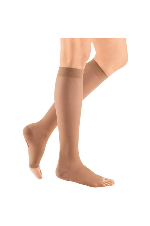 ven sheer & soft for Women, 30-40 mmHg Calf High Open Toe Compression Stockings, Natural, VI-Standard