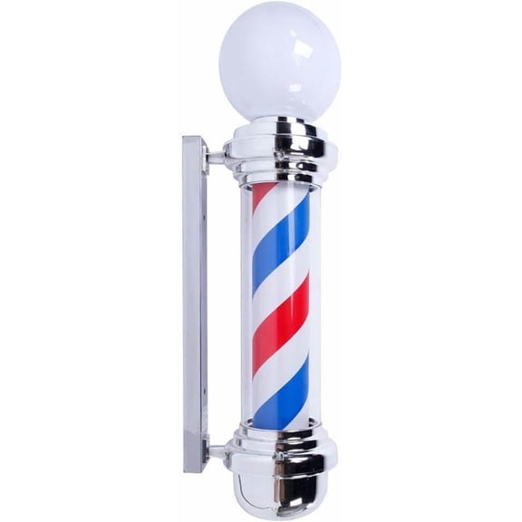 mefeir 32" Barber Pole LED Globe Light,Hair Salon Barber Shop Open Sign,Rotating Red White Blue LED Strips,IP44 Waterproof Save Energy