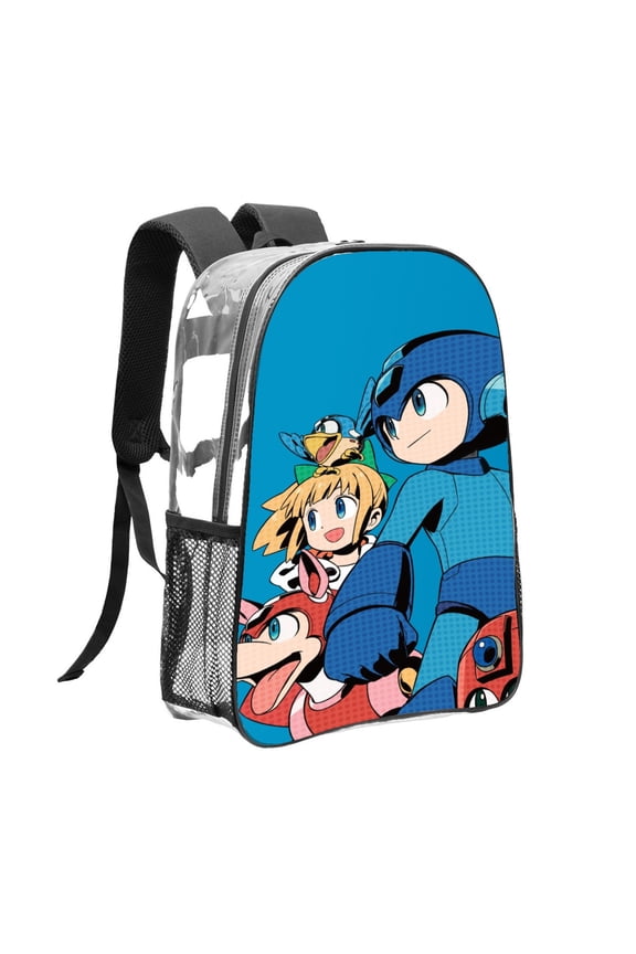megaman Pattern Transparent Backpack Lightweight And fashionable Showcasing Personality And Leading The Trend