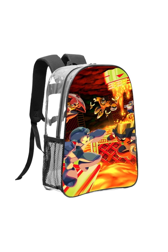 megaman Pattern Transparent Backpack Lightweight And fashionable Showcasing Personality And Leading The Trend