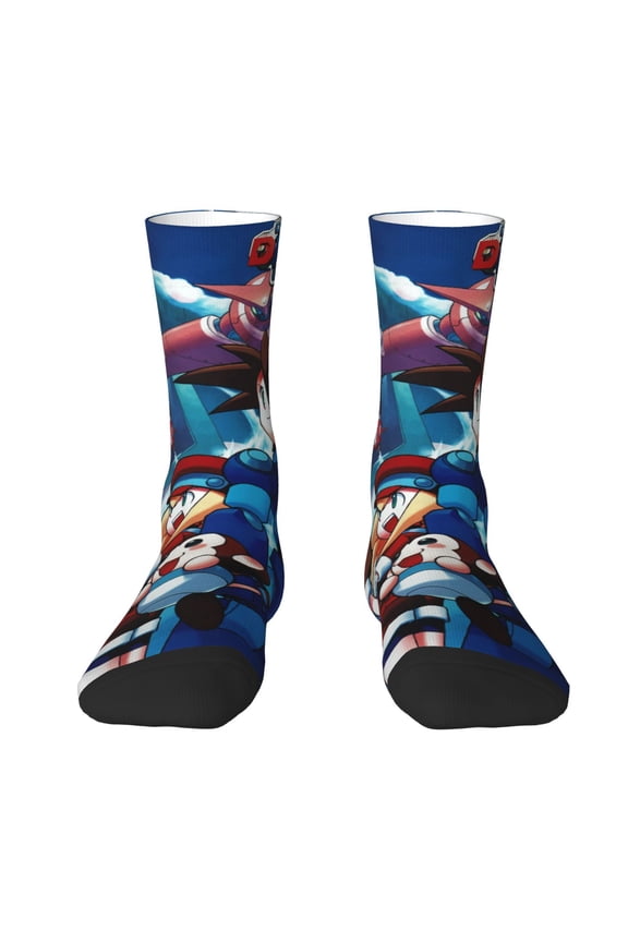 megaman Socks Athletic Sport Colorful Novelty Graphic Crew Tube Socks Warm For Men WomenPerfect Gift