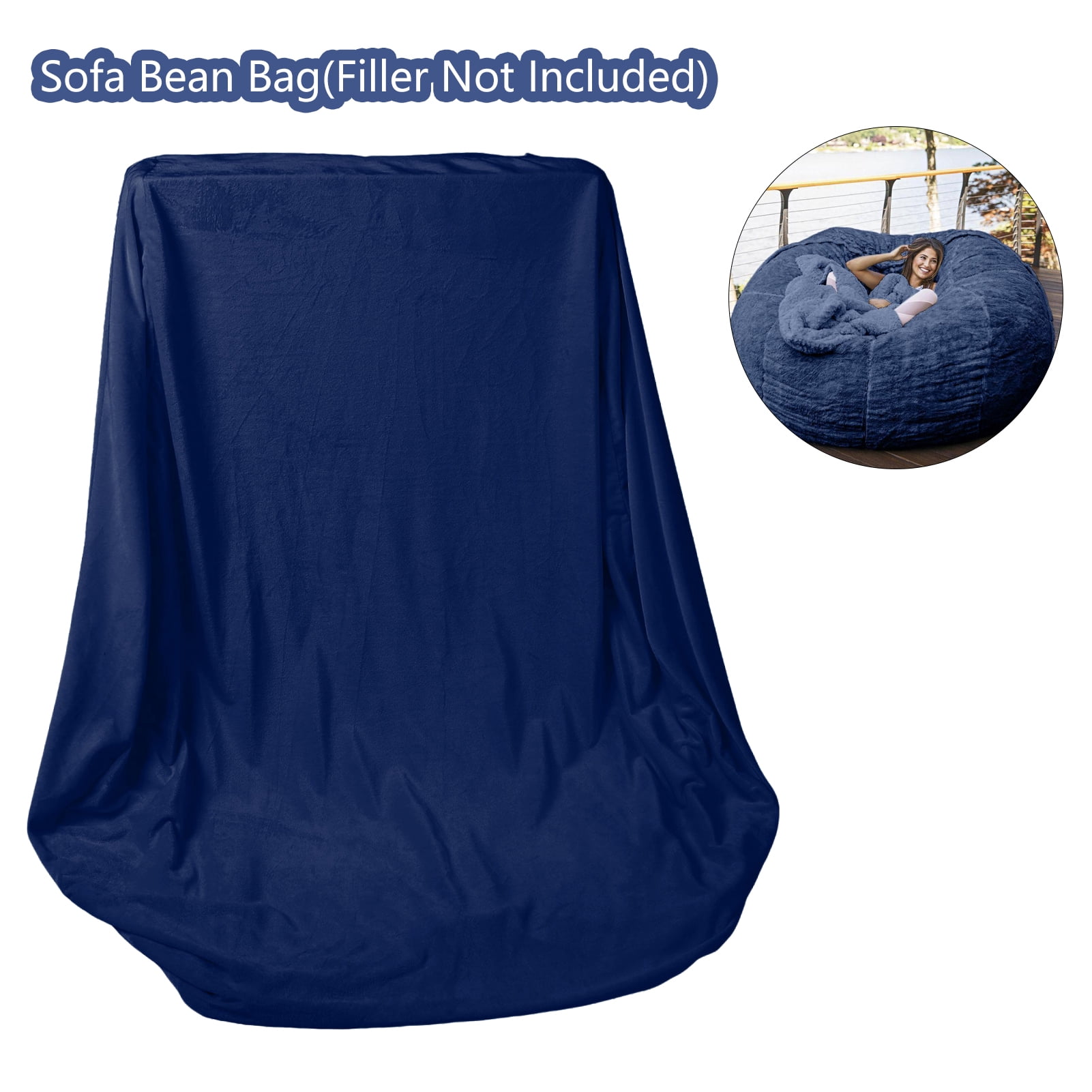 Meijuhuga XL Bean Bag Chair Cover, Soft, Washable, Anti-fading, Wear Resistant, High Elastic, No ...
