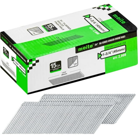 meite 15 Gauge 34 Degree 1-3/4-inch Length DA Type Angled Finish Nails 2,000 PCS