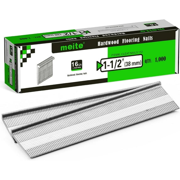 MEITE 1,000 Counts L Head Hardwood Nails 16 Gauge 1-1/2" Length L Cleat Flooring Nails