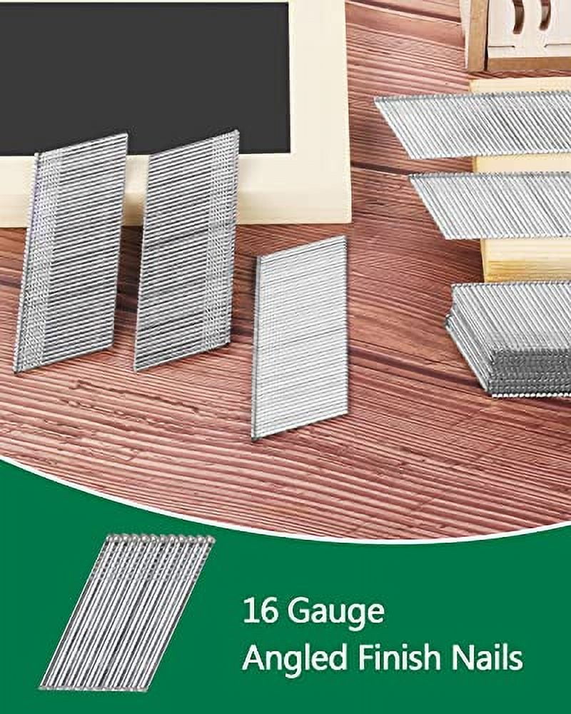 meite 16 Gauge Angled Finish Nails 1-1/4-Inch 20-Degree Galvanized Finishing Nails for Electric or Pneumatic Nailer Guns - Perfect for Window Trim, Cabinet Building and Other DIY P