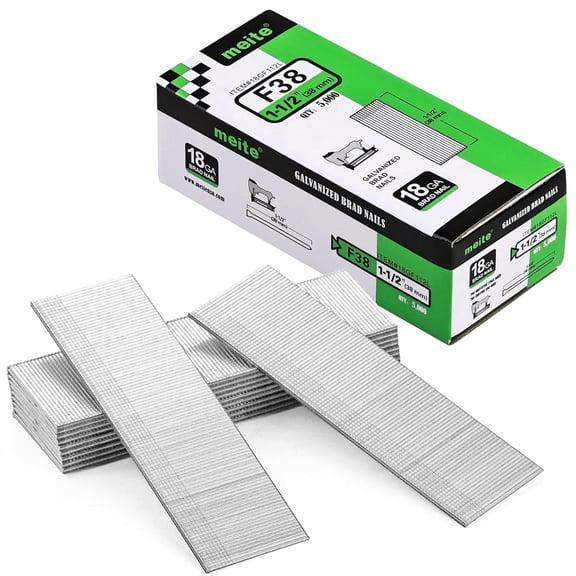 5,000 PCS MEITE 18 Gauge Brad Nails, 1-1/2-inch Length, Galvanized Finish, F38 38mm Nails