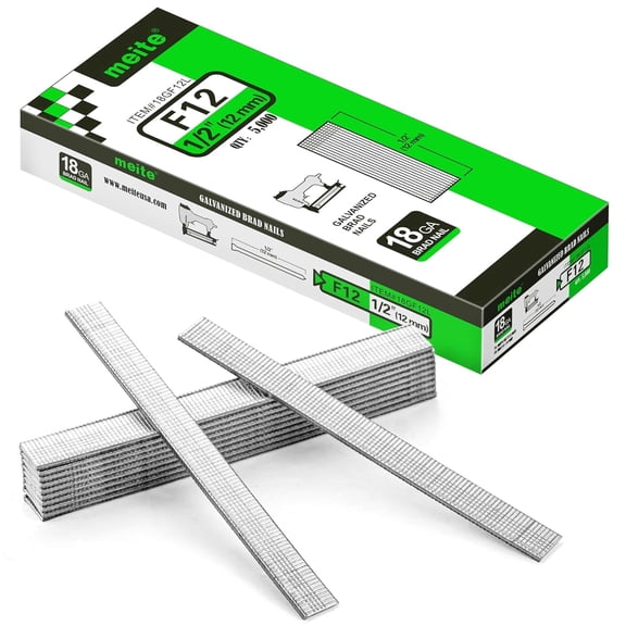 meite 18 Gauge 1/2-inch Length 12mm Galvanized Finish Brad Nails  (5,000 Pcs/Box)