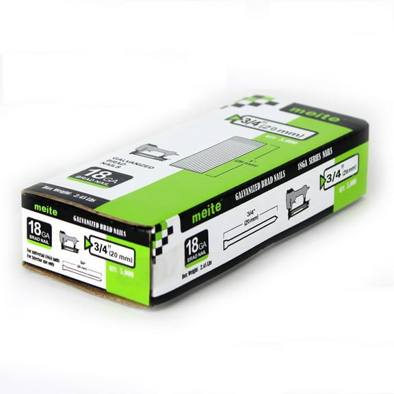 meite 18 Gauge 3/4 Inch Length Galvanized Glue Collated Brad Nails (20 Boxes/Case)