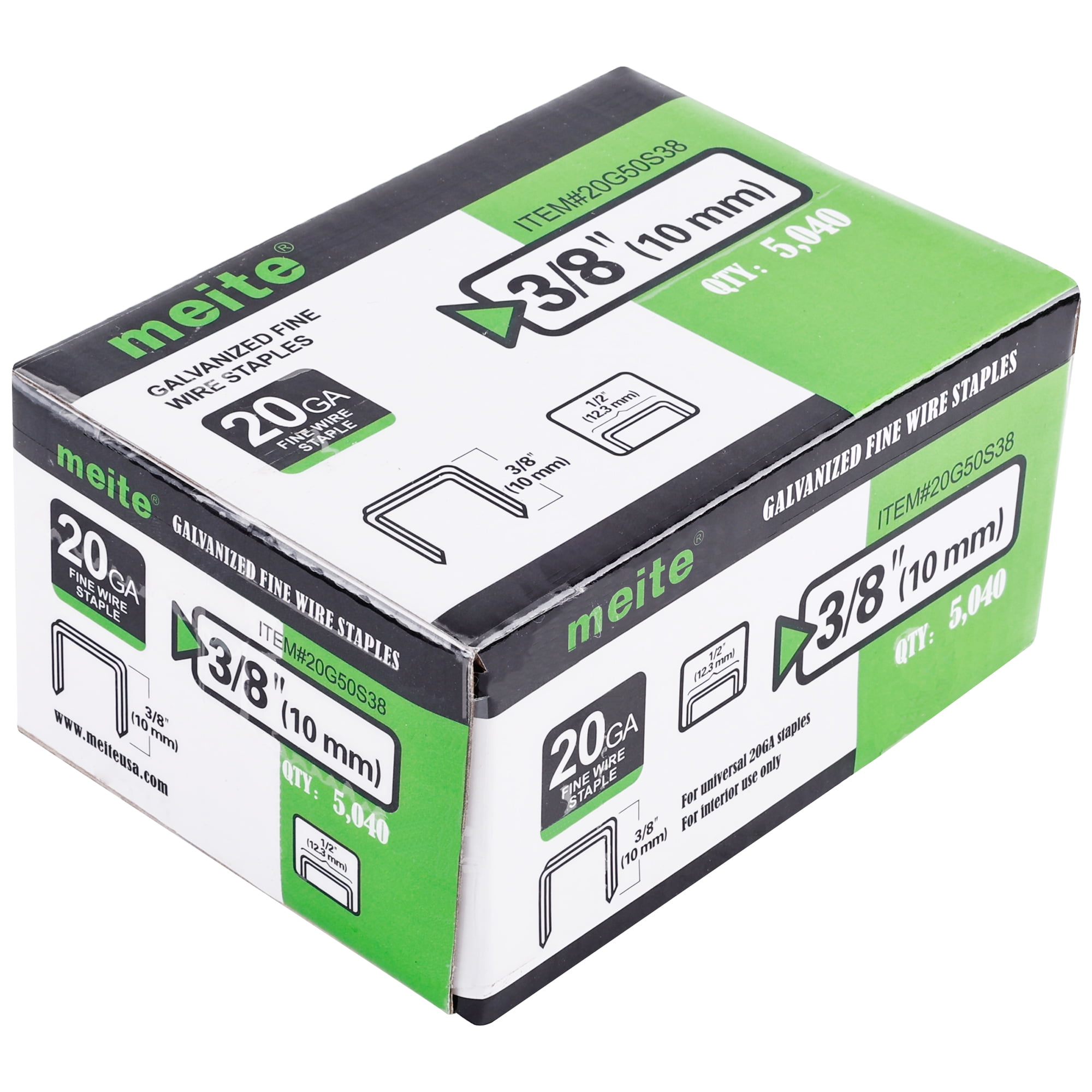 meite 20 Gauge 1/2inch Crown 3/8inch Leg Length Galvanized Fine Wire