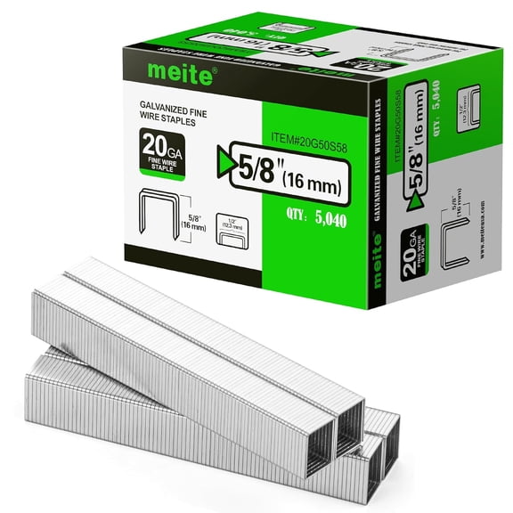 MEITE 20GA 50 Type Galvanized Staples,1/2" Crown 5/8" Length for Upholstery 5,040 Pcs/Box(1 Box)