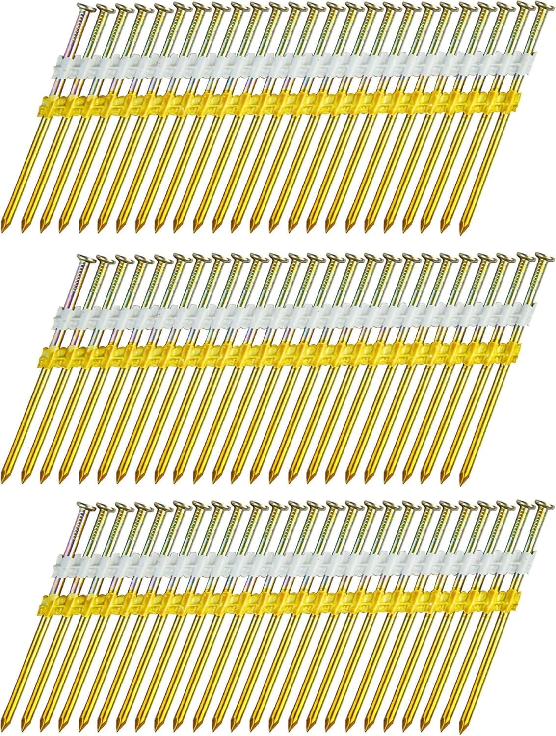 MEITE 2,000 Counts 21 Degree Framing Nails, 3-1/4" x 0.131" Round Head Plastic Strip Collated Smooth Shank Nails for Framing Nailer Gun