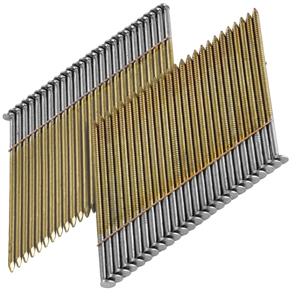 MEITE 2,000 Counts 28 Degree Framing Nails, 3" x .120" Wire Weld Collated Ring Shank with Bright Coated Wire Strip