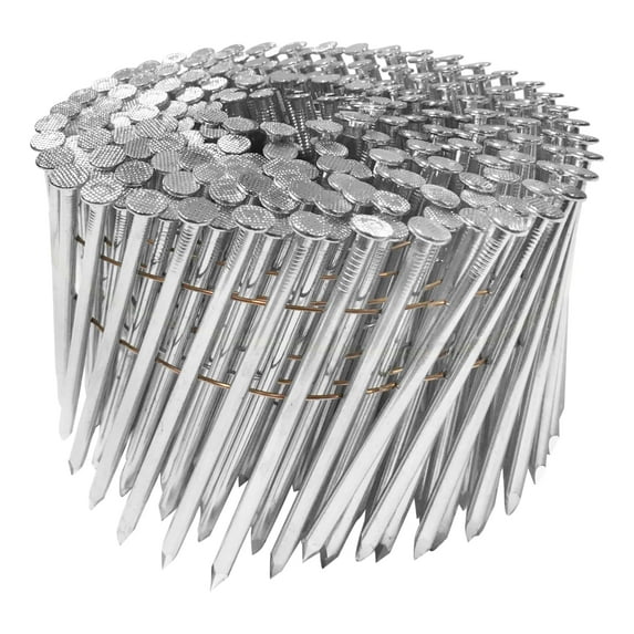 meite CNS3EG Coil Siding Nails 3" × .120'' Smooth Shank Wire Coil Nails Electro-Galvanized 15 Degree Full Round-Head for Framing, Siding (4500)