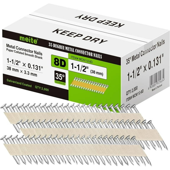 MEITE 1-1/2" x 0.131" Joist Hanger Nails, Galvanized Metal Connector Nails, 2,000 Count