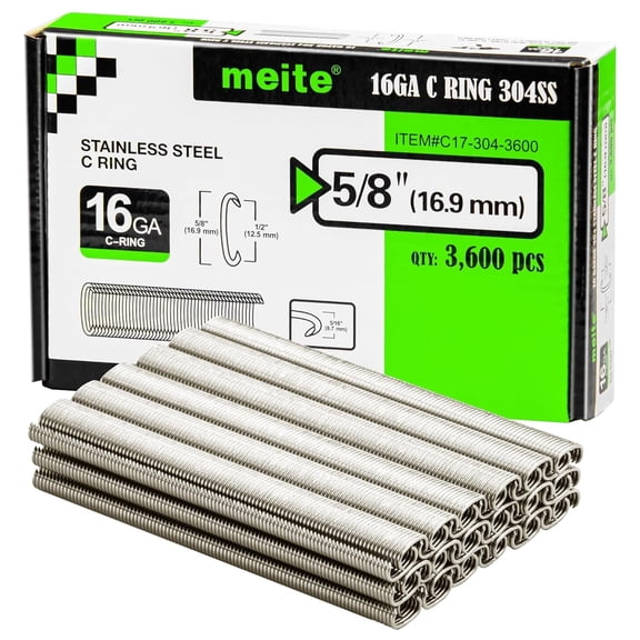 meite SC760-16 Gauge 1/2-Inch Crown C Ring Staples 304 Stainless Steel Compatible with SC760C/SC760C-I2 Hog Ring Tools Professional for Fastening