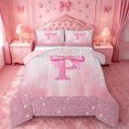 thumbnail image 1 of meiyoeat 3D Cartoon Coquette Bows Queen Comforter Set For Kids,Girly Personalized Alphabet P Comforter Sets Queen,Pink Reversible,3Pcs, 1 of 7