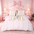 thumbnail image 1 of meiyoeat Abstract Geometric Line Design Duvet Cover Set For Girls,Chic Gold Initial Letter H Art Bedding Full For Kids,pink Reversible,3pcs(No Comforter), 1 of 6