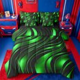 thumbnail image 1 of meiyoeat Abstract Geometric Stripes 7-Piece King Bedding For Boys,Green Neon Lines Pattern King Bed In A Bag For Kids,Black Reversible, 1 of 7