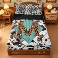 thumbnail image 1 of meiyoeat Alphabet Initial M Zipper Twin Comforter Sets with Fitted Sheet and 2 Pillowcases For Boys,Ancient Leopard Cow Print Zipper Bedding Set,Black Reversible,4 Pieces, 1 of 7