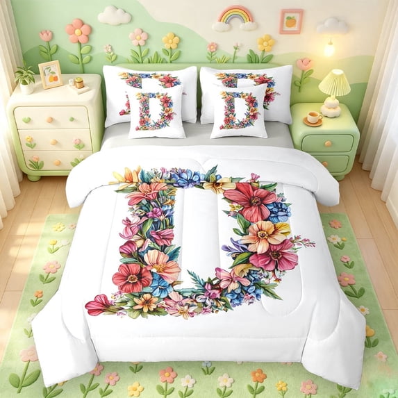 meiyoeat Alphabet Letter Initial D 7 Pieces Full Size Bedding Sets ...