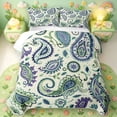 thumbnail image 1 of meiyoeat Ancient Paisley Quilt King,Nature Print King Coverlet Set For Adults,Green Purple,3 Pieces,1 Bedspread and 2 Pillowcases, 1 of 7