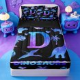 thumbnail image 1 of meiyoeat Animal Themed Monogram D Zipper Full Size Comforter Sets with Fitted Sheet and 2 Pillowcases For Boys,Ancient Wildlife Dinosaur Zipper Bedding Set,Black Reversible,4 Pieces, 1 of 7