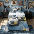 thumbnail image 1 of meiyoeat Art Soccer Graffiti Twin Sheets for Boys, Sketch Ball Bedding, Grey Blue, 3-Piece, 1 Flat Sheet, 1 Fitted Sheet and 1 Pillowcase, 1 of 5